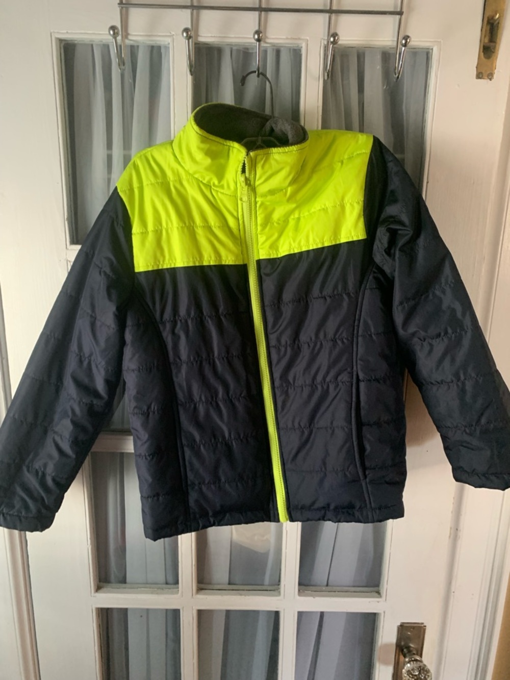 Kids Lightweight Puffer Jacket - Neon Yellow & Black
